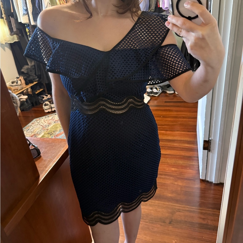 SAYLOR Midnight Blue One-Shoulder Dress